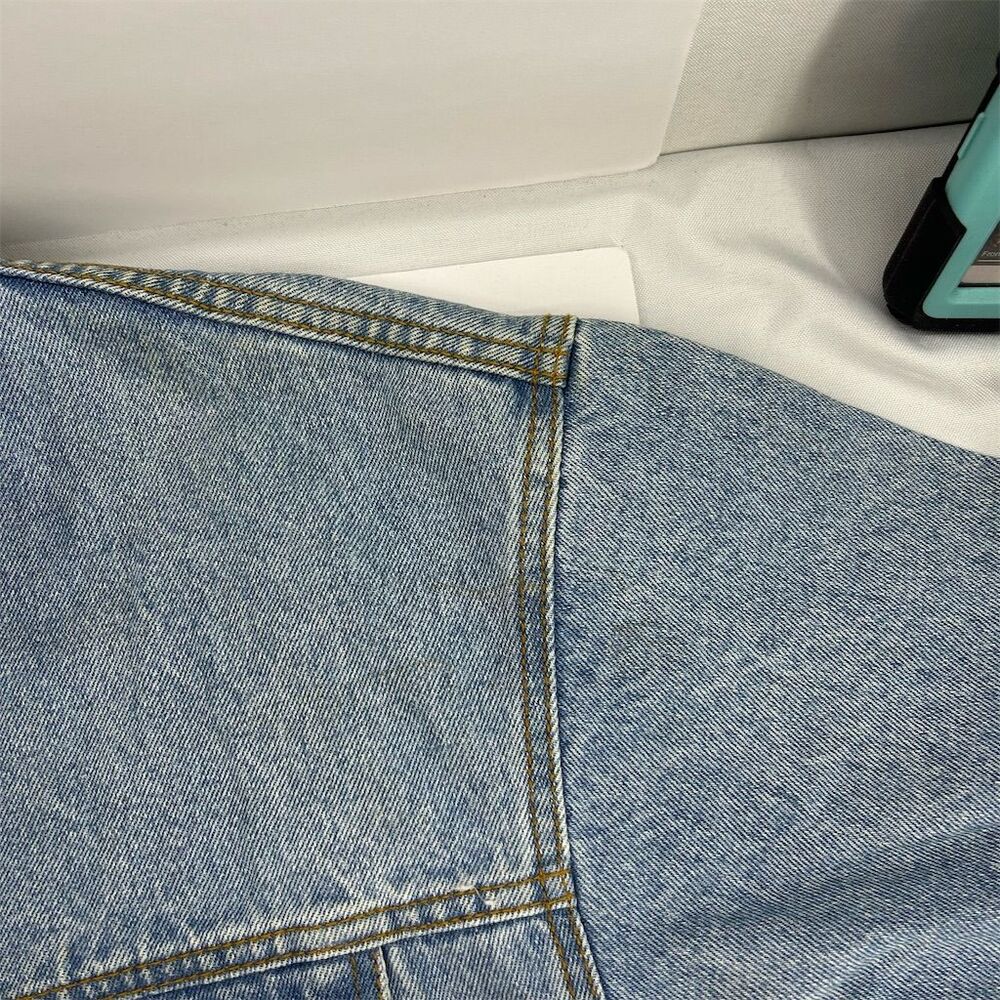 Vintage Hard Rock Cafe Orlando Unisex XL Blue Denim Bomber Jacket Music Flawed - Picture 8 of 16